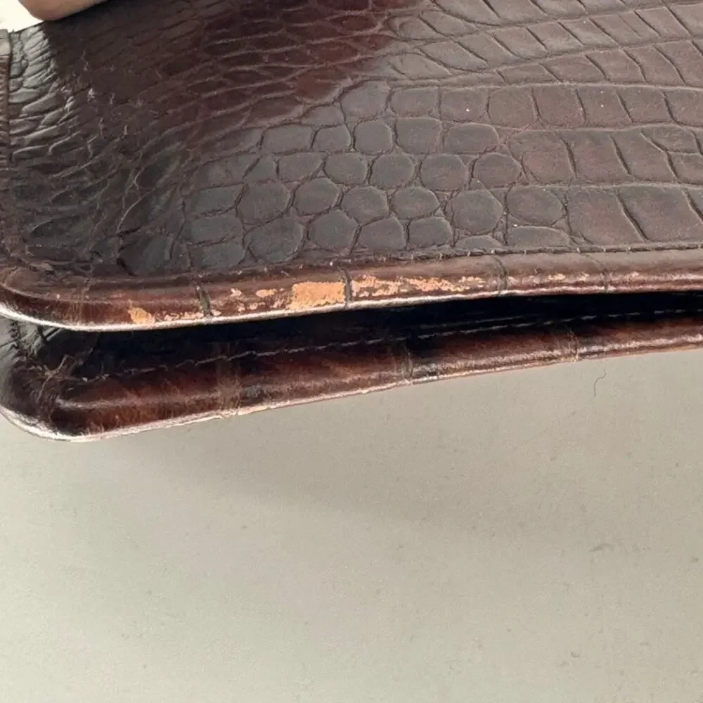 Cole Haan Clutch Elena Flap Leather Crocodile Print